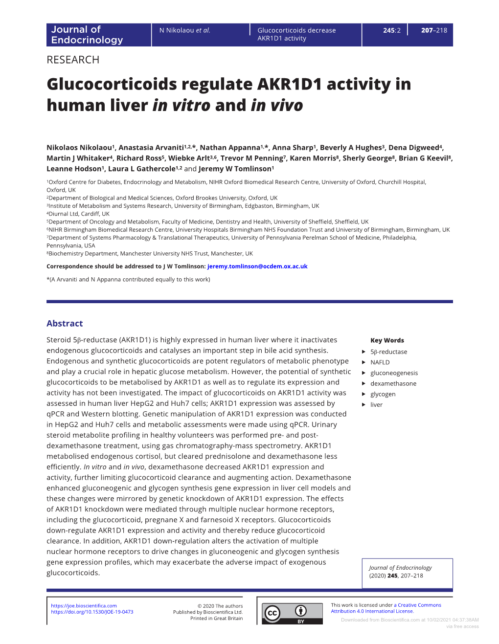 Glucocorticoids Regulate AKR1D1 Activity in Human Liver in Vitro and in Vivo