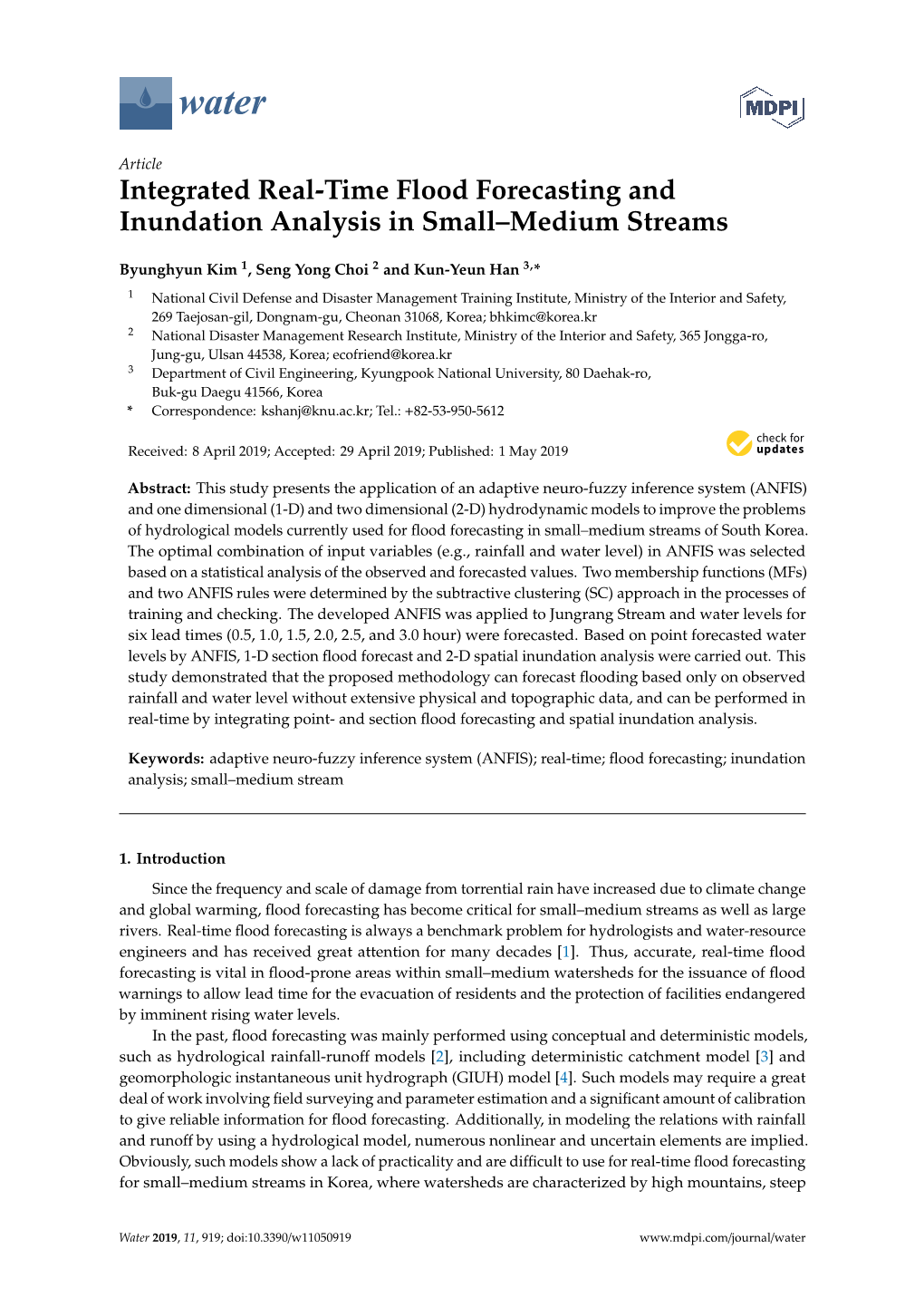 Integrated Real-Time Flood Forecasting and Inundation Analysis in Small–Medium Streams