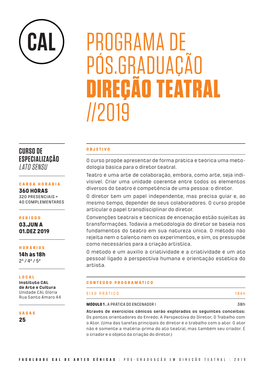 Programa De Pós.Graduação Direção Teatral //2019