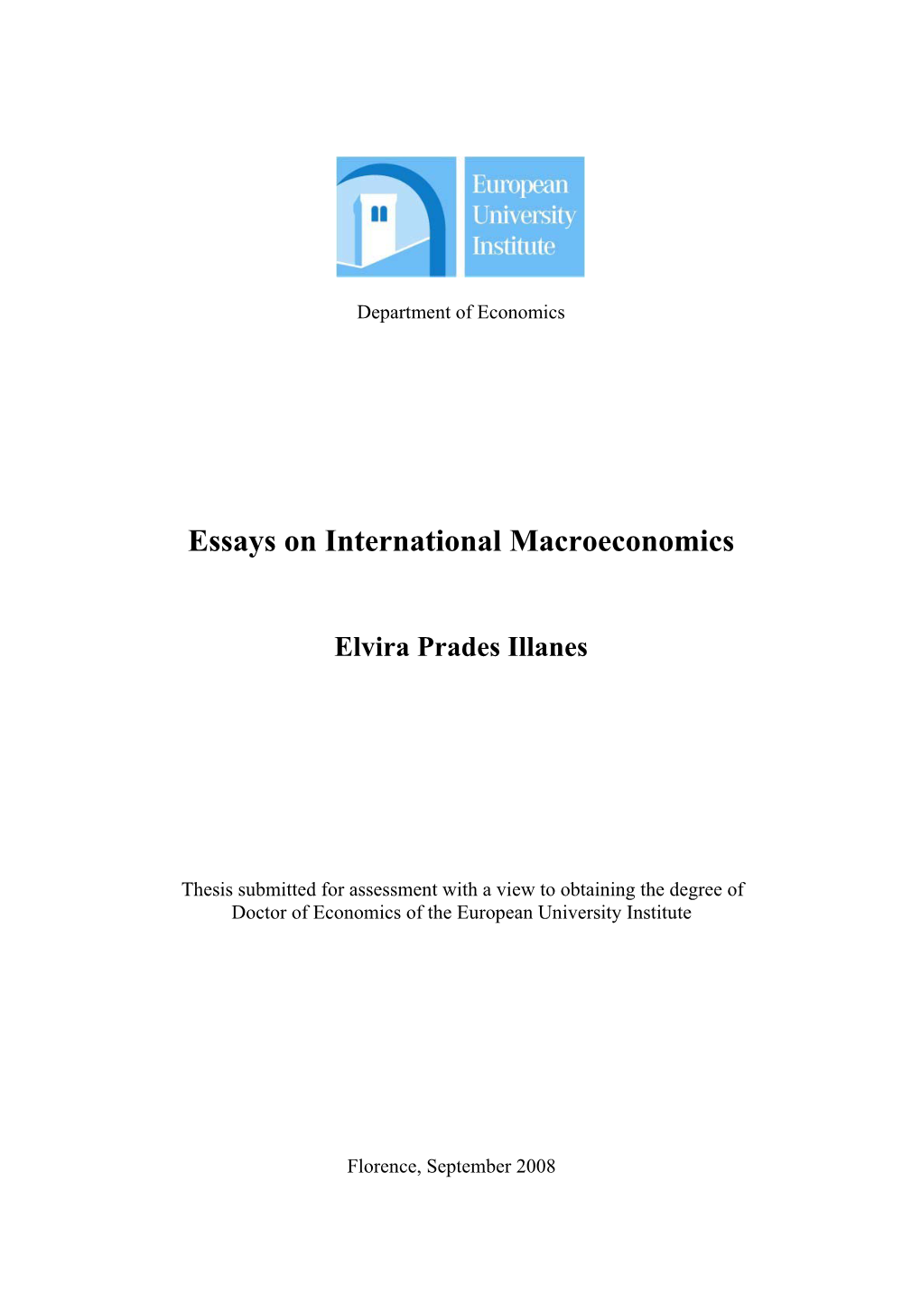 Essays on International Macroeconomics Elvira Prades