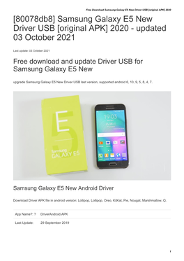Samsung Galaxy E5 New Driver USB [Original APK] 2020 [80078Db8] Samsung Galaxy E5 New Driver USB [Original APK] 2020 - Updated 03 October 2021