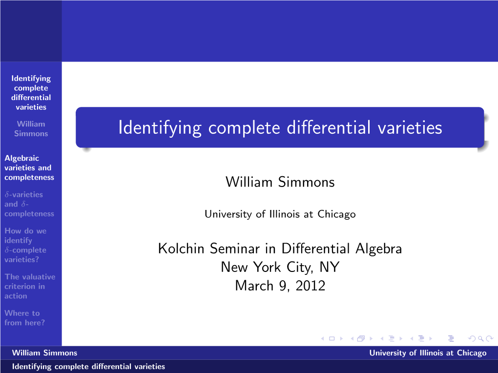 Identifying Complete Differential Varieties