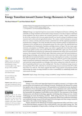 Energy Transition Toward Cleaner Energy Resources in Nepal