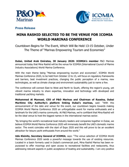 Mina Rashid Selected to Be the Venue for Icomia World Marinas Conference