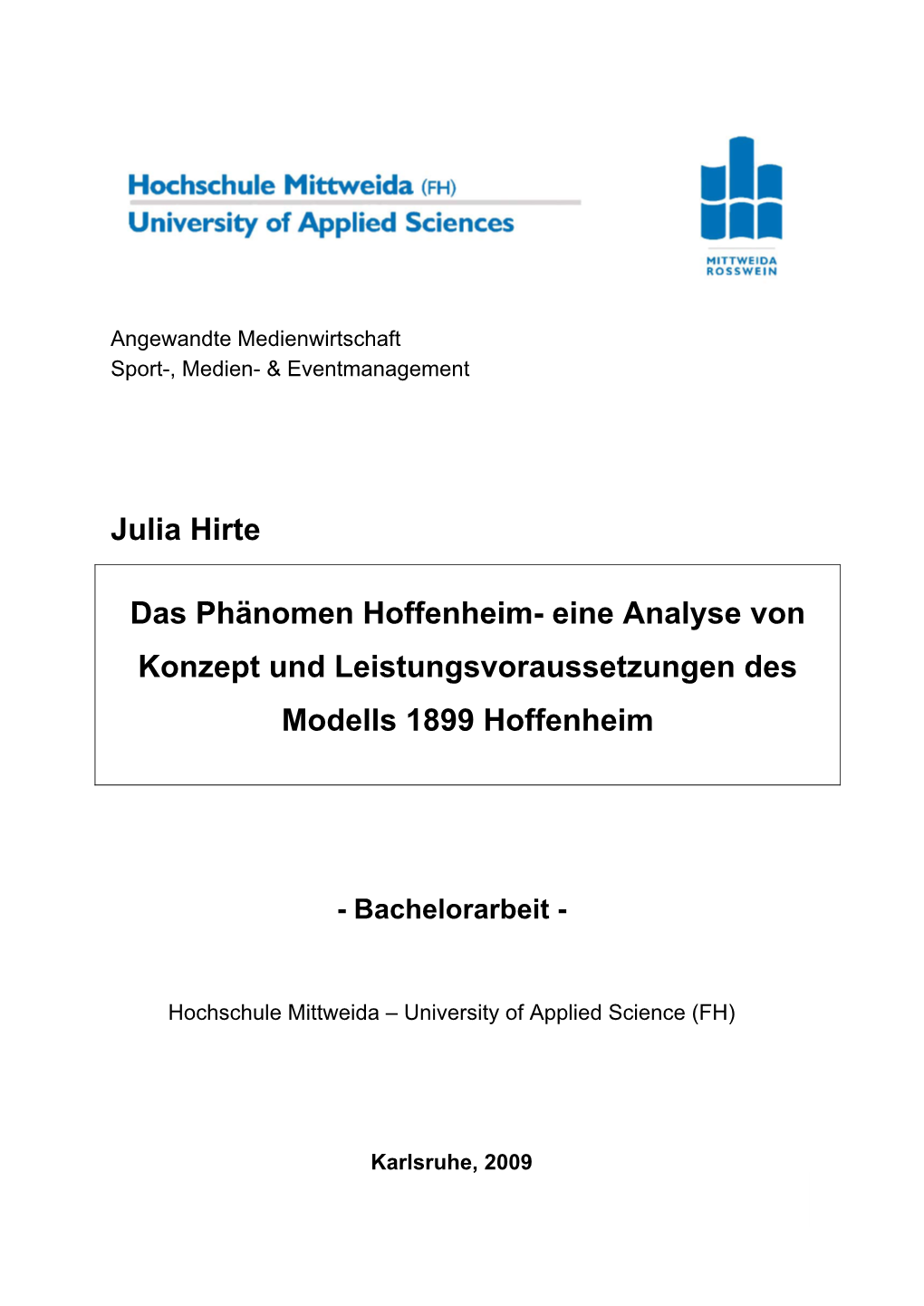 Julia Hirte Das Phänomen Hoffenheim