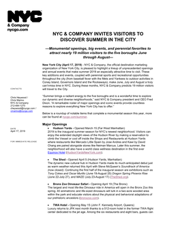 Nyc & Company Invites Visitors to Discover Summer in The