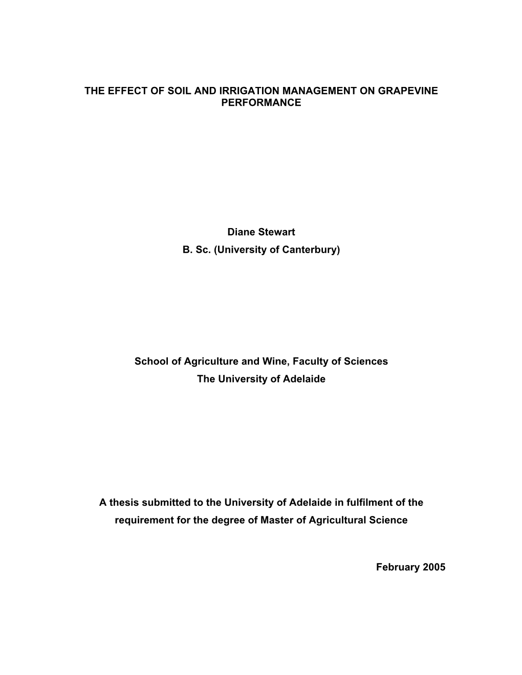 The Effect of Soil and Irrigation Management on Grapevine Performance