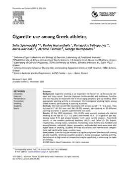 Cigarette Use Among Greek Athletes