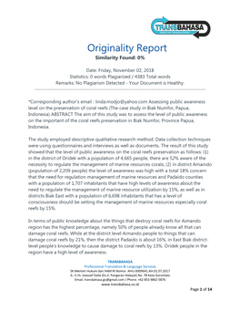 Originality Report Similarity Found: 0%