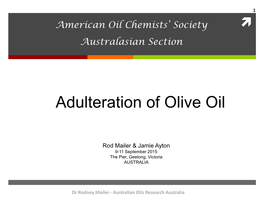 Adulteration of Olive Oil