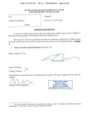 Case 14-11791-KG Doc 71 Filed 08/18/14 Page 1 of 95 Case 14-11791-KG Doc 71 Filed 08/18/14 Page 2 of 95