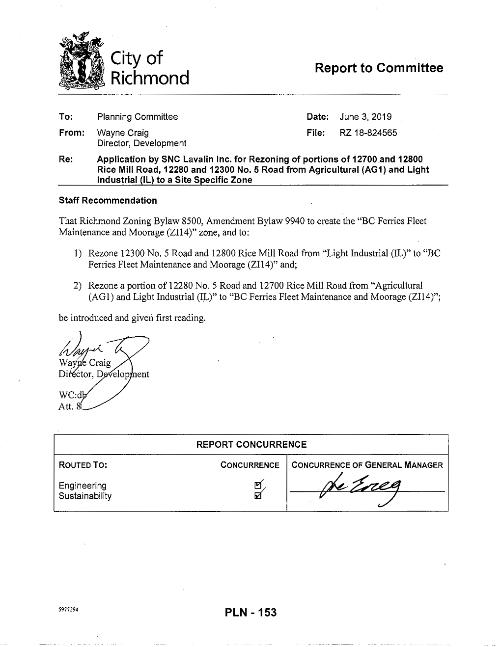 Application by SNC Lavalin Inc. for Rezoning of Portions of 12700 and 12800 Rice Mill Road