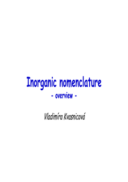 011-Inorganic Nomenclature