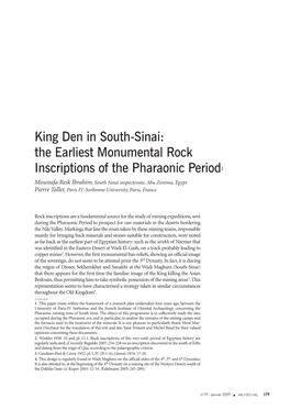 King Den in South-Sinai: the Earliest Monumental Rock Inscriptions Of