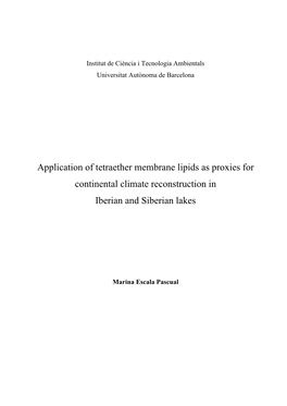 Application of Tetraether Membrane Lipids As Proxies for Continental Climate