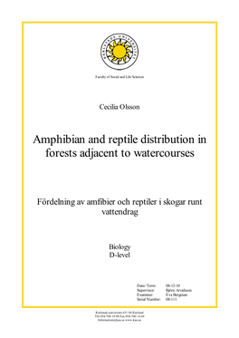 Amphibian and Reptile Distribution in Forests Adjacent to Watercourses