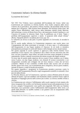 I Matematici Italiani E La Riforma Gentile La Reazione Dei Lincei 1
