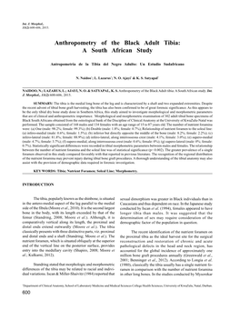 Anthropometry of the Black Adult Tibia: a South African Study
