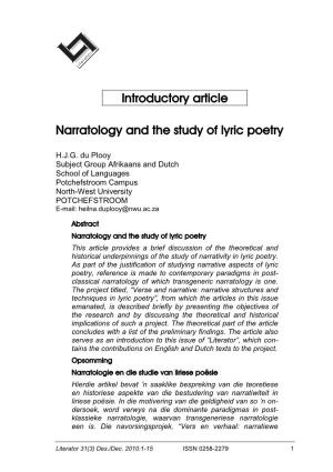 Introductory Article Narratology and the Study of Lyric Poetry
