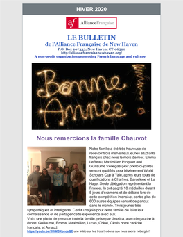 LE BULLETIN De L’Alliance Française De New Haven P.O