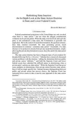 An In-Depth Look at the State Action Doctrine in State and Lower Federal Courts