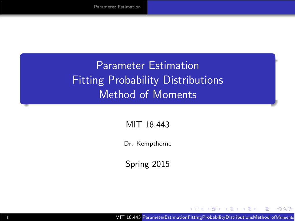 Parameter Estimation: Method of Moments (PDF)