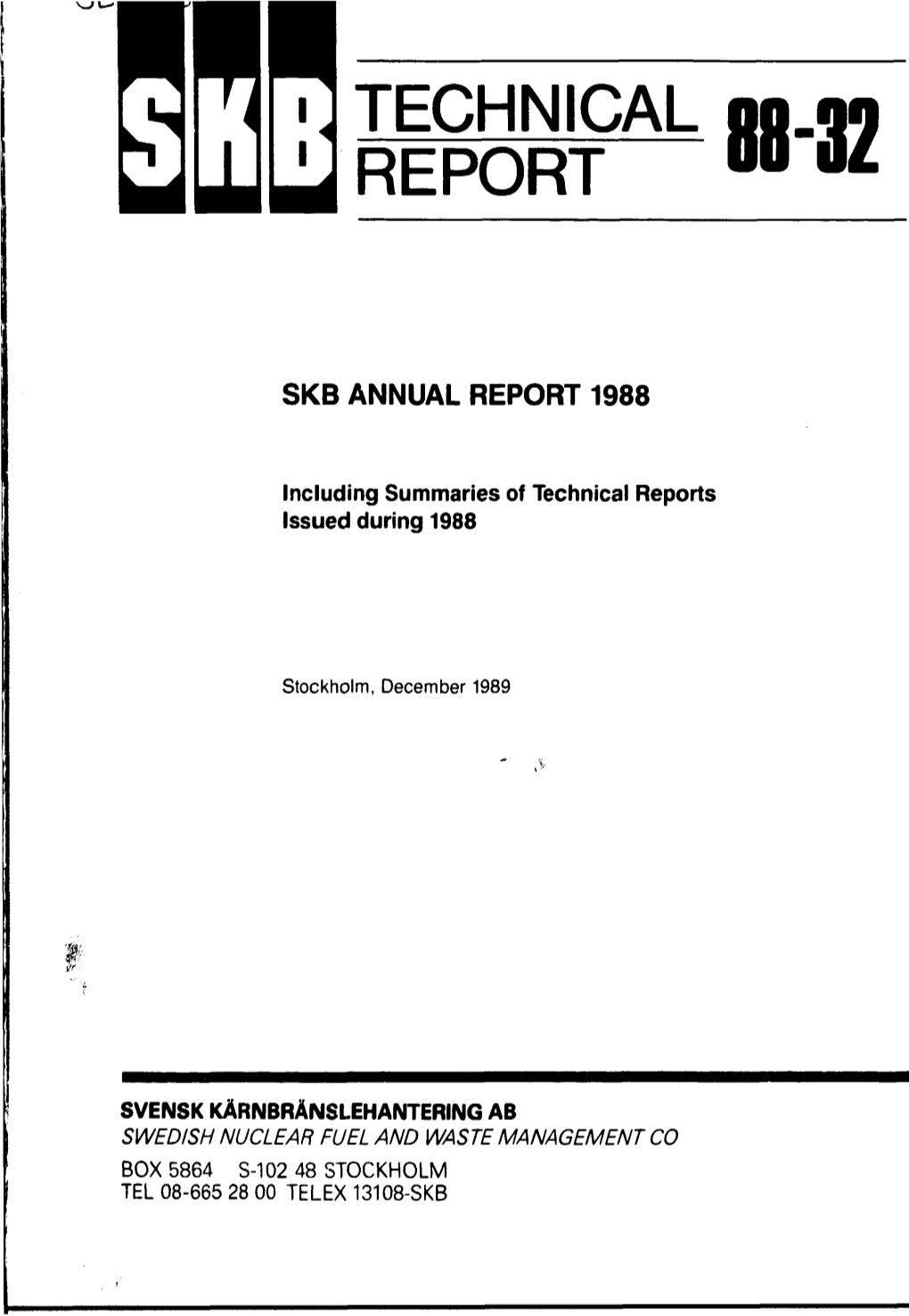 Skb Annual Report 1988