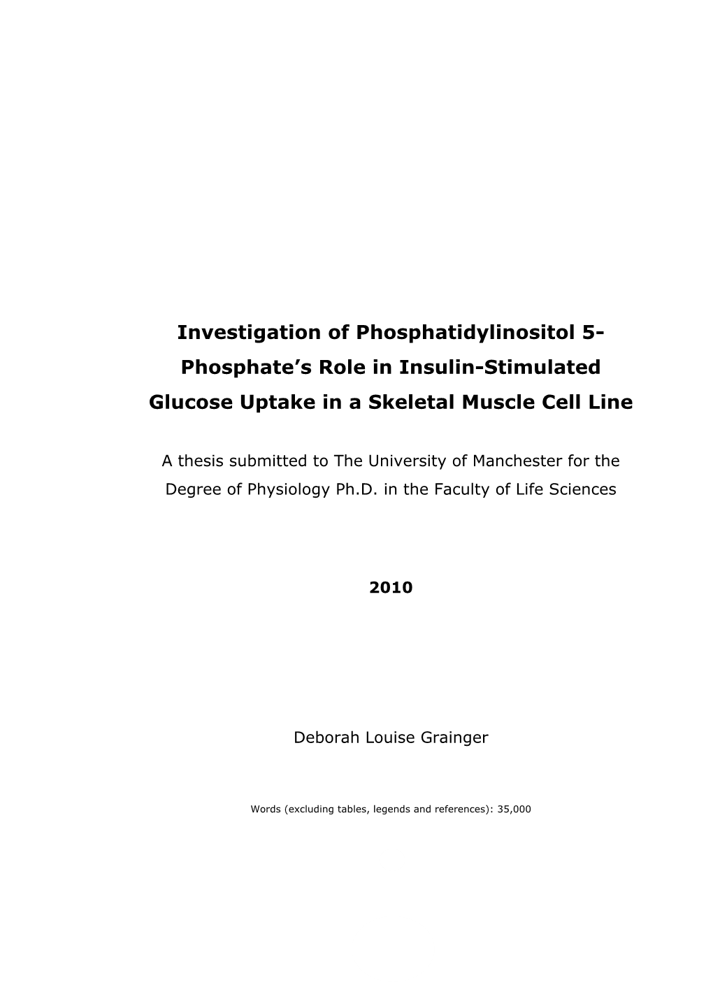 Investigation of Phosphatidylinositol 5- Phosphate's Role in Insulin