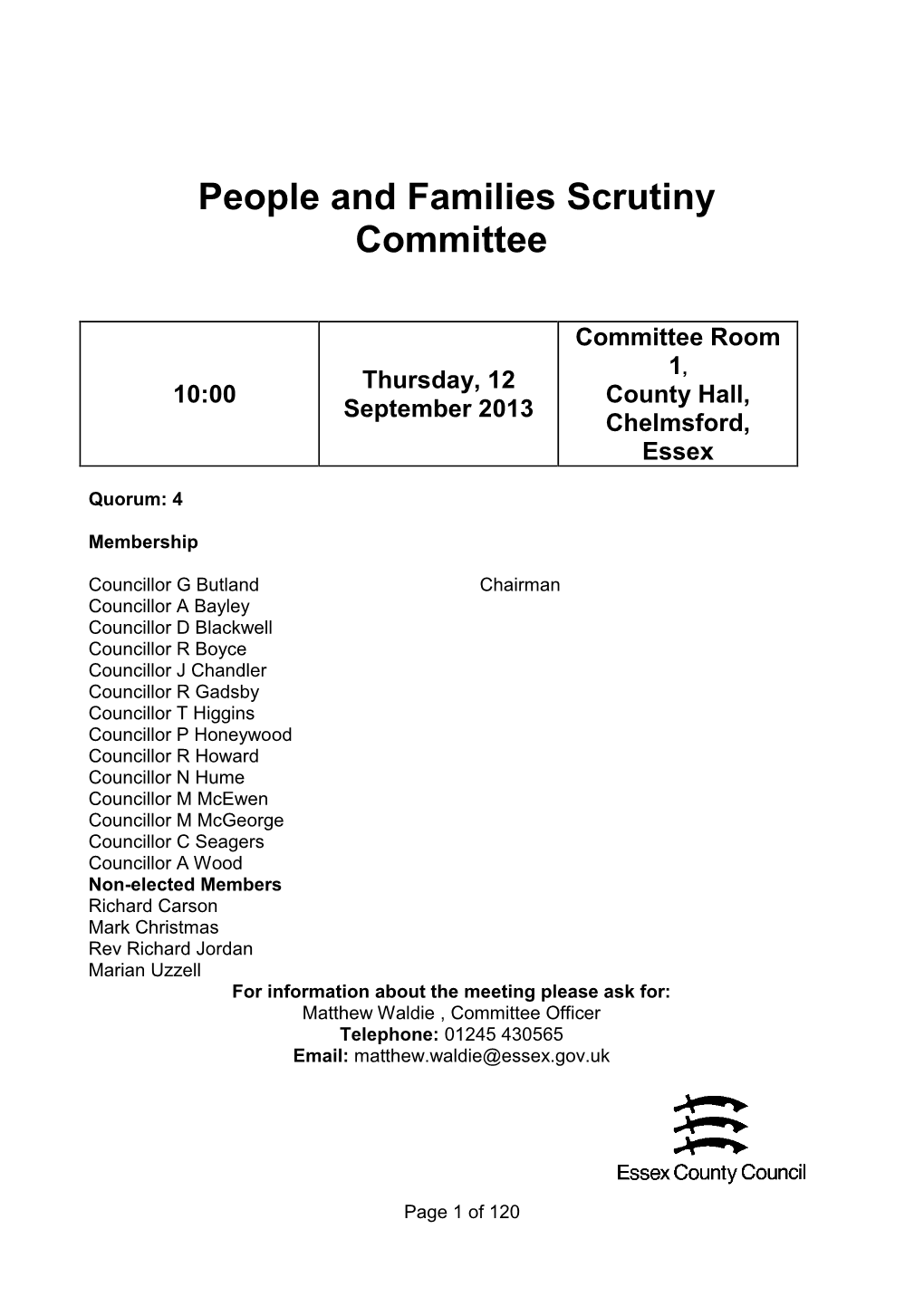 People and Families Scrutiny Committee