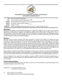 DEPARTMENT of COMMUNITY PLANNING and BUILDING INTEROFFICE MEMORANDUM TO: Board of County Commissioners