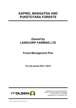 Kapiro, Mangatoa and Puketotara Forests