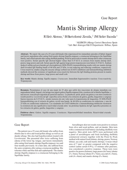 Mantis Shrimp Allergy