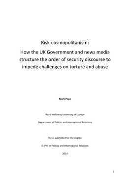Cosmopolitanism: How the UK Government and News Media Structure the Order of Security Discourse to Impede Challenges on Torture and Abuse