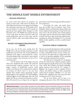 The Middle East Missile Environment Michael Eisenstadt