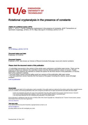 Rotational Cryptanalysis in the Presence of Constants