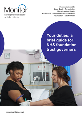 Your Duties: a Brief Guide for NHS Foundation Trust Governors