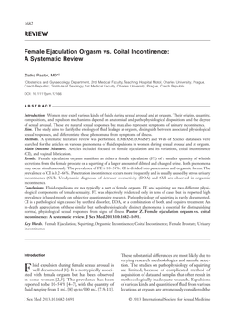 Female Ejaculation Orgasm Vs. Coital Incontinence: a Systematic Review