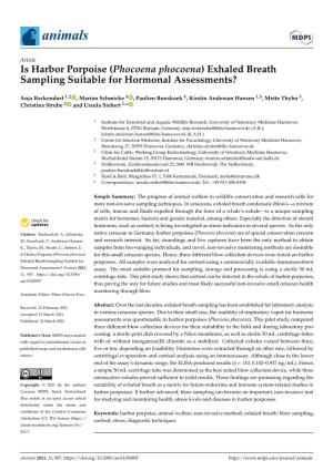 Is Harbor Porpoise (Phocoena Phocoena) Exhaled Breath Sampling Suitable for Hormonal Assessments?
