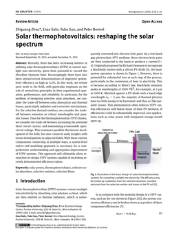 Solar Thermophotovoltaics: Reshaping the Solar Spectrum