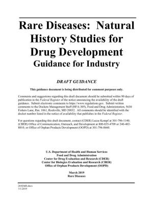 Rare Diseases: Natural History Studies for Drug Development Guidance for Industry