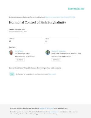 Hormonal Control of Fish Euryhalinity