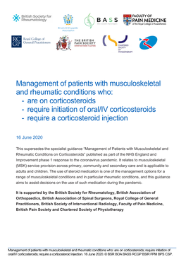 Require Initiation of Oral/IV Corticosteroids - Require a Corticosteroid Injection