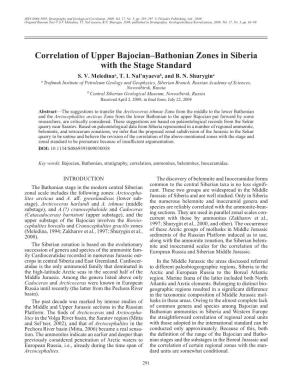 Correlation of Upper Bajocian–Bathonian Zones in Siberia With