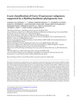 A New Classification of Carex (Cyperaceae) Subgenera Supported by a Hybseq Backbone Phylogenetic Tree