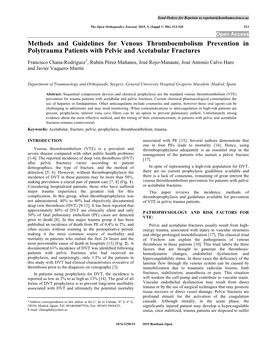 Methods and Guidelines for Venous Thromboembolism Prevention in Polytrauma Patients with Pelvic and Acetabular Fractures