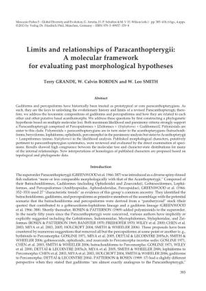 Limits and Relationships of Paracanthopterygii: a Molecular Framework for Evaluating Past Morphological Hypotheses