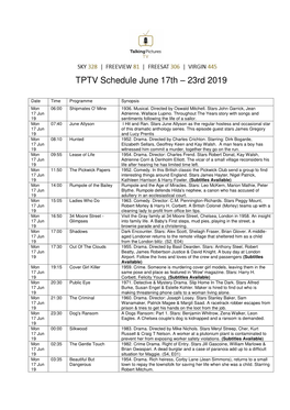 TPTV Schedule June 17Th – 23Rd 2019