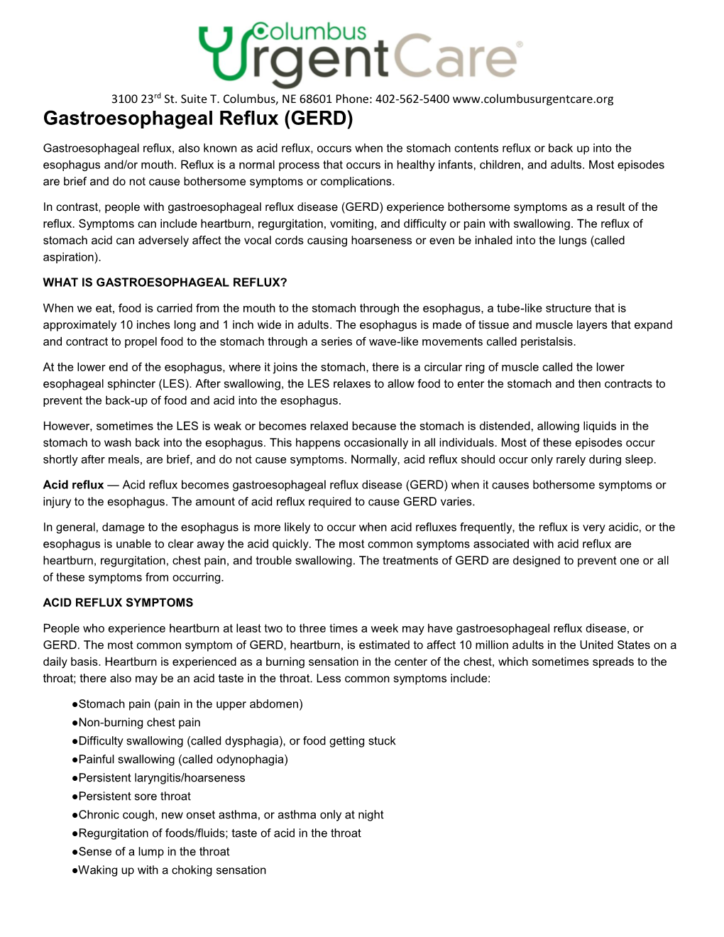 Gastroesophageal Reflux (GERD)