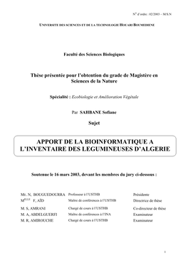 Apport De La Bioinformatique À L'inventaire Des Légumineuses D