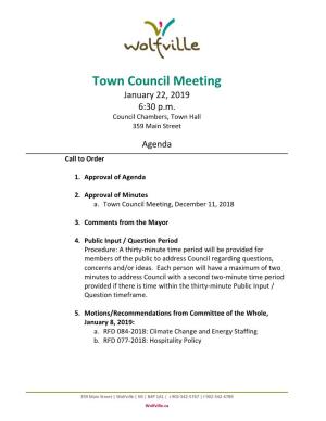 Town Council Meeting January 22, 2019 6:30 P.M